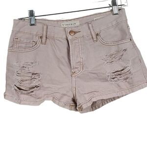 PacSun Mid Rise Wildflower Ripped Denim Shorts 25 Blush Pink Button Fly Shortie